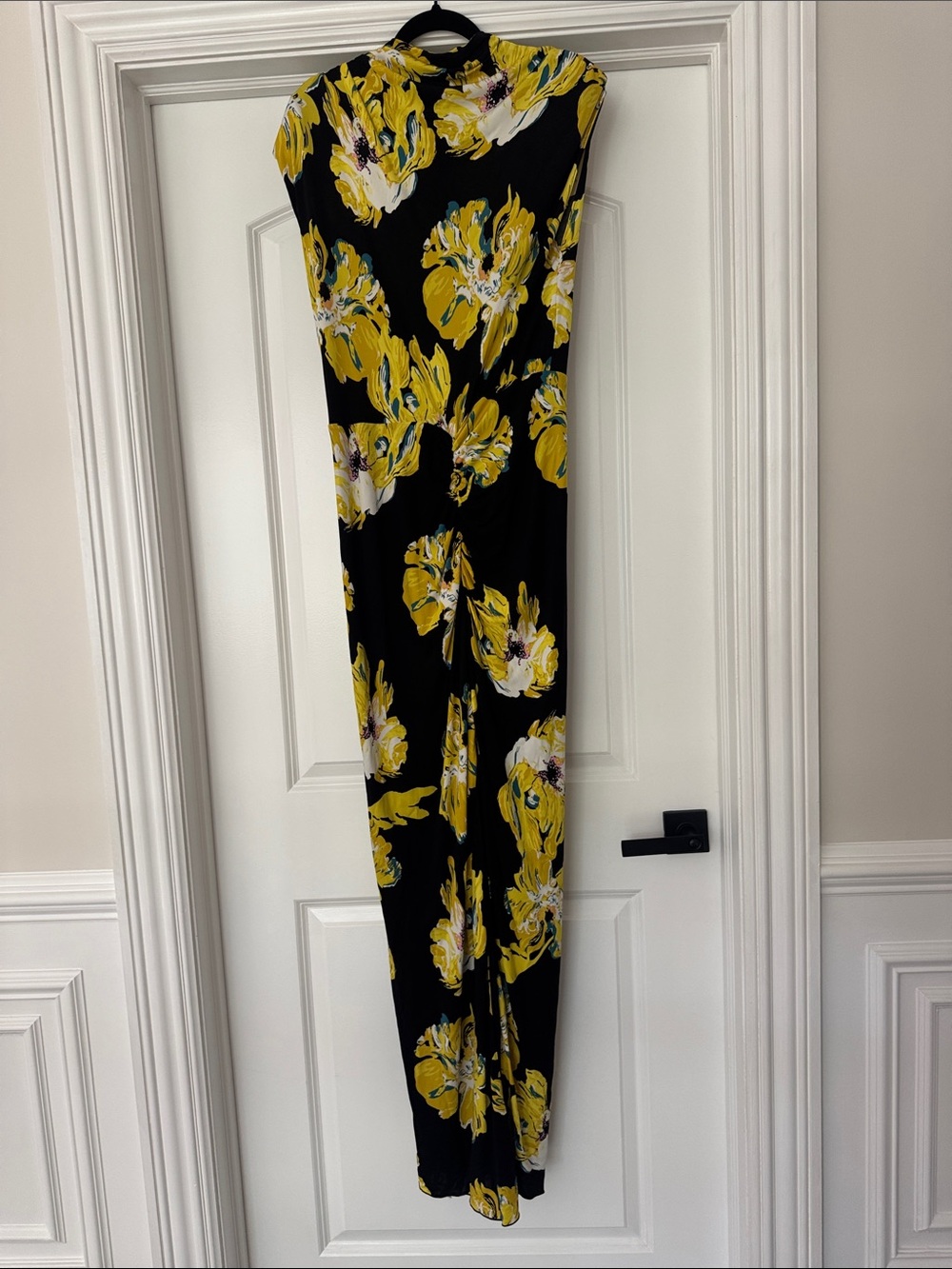 Diane Von Furstenberg Black Maxi Dress with Yellow Floral Motif - Picture 3 of 7